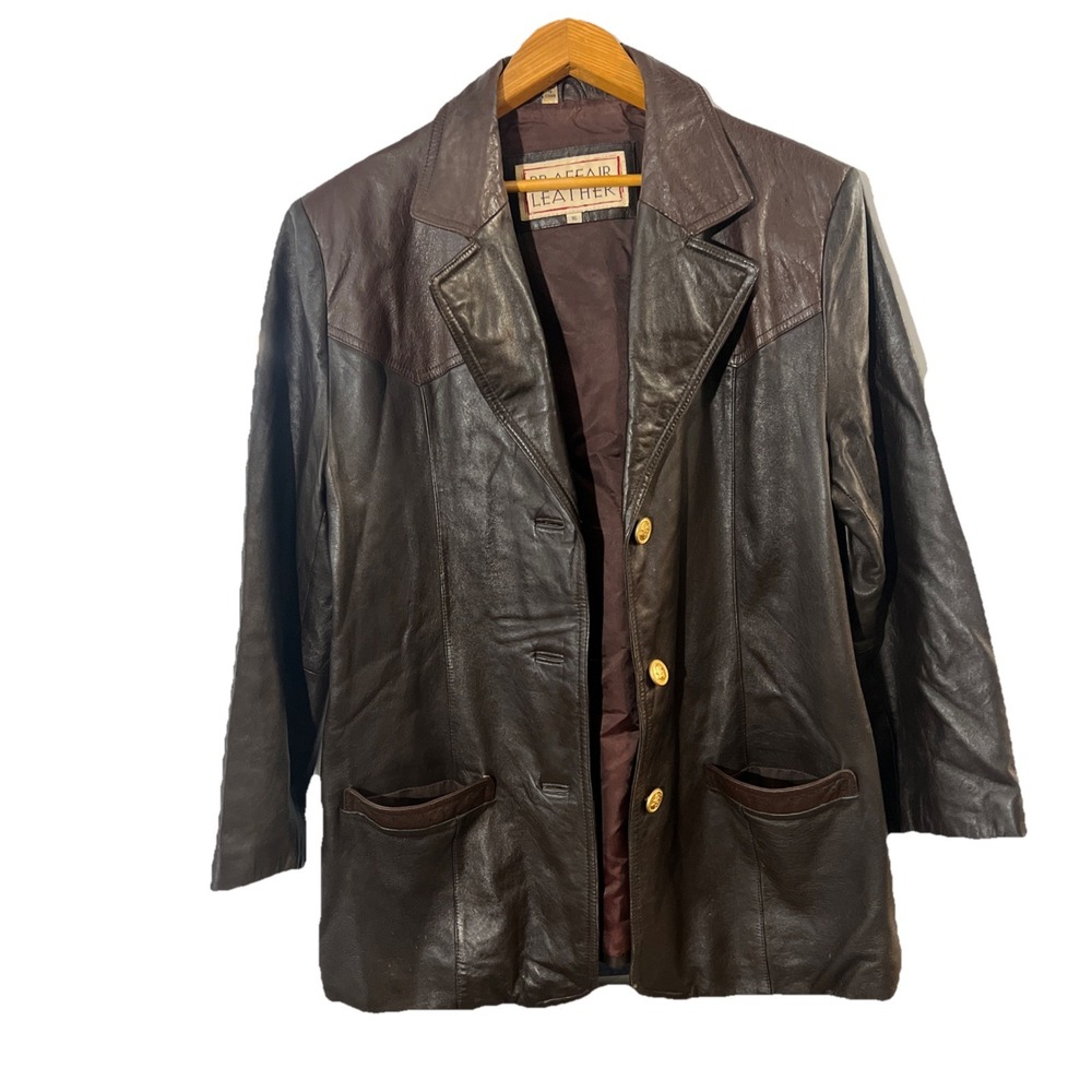 Braefair‎ Leather Brown Genuine Leather Jacket Coat Women's Size 16